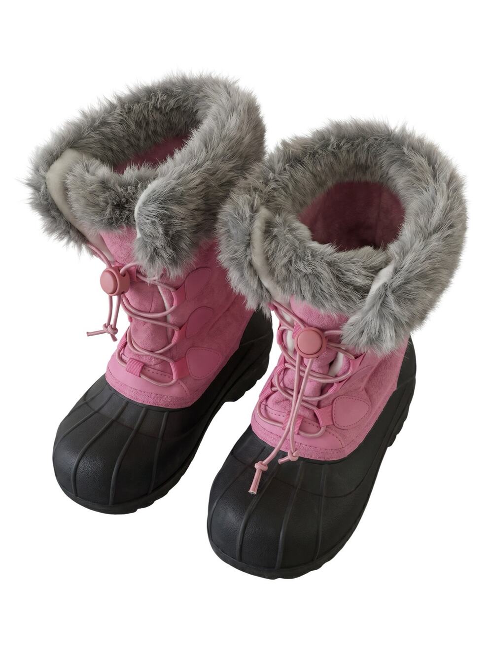 The Doll Maker Girl’s 11 pink/black faux-fur duck-toe waterproof snow boots